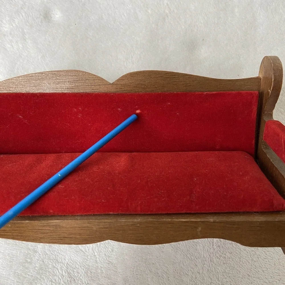 Vintage Concorde Miniatures Red Velvet Parlor Sofa Brass Bed Dollhouse Furniture